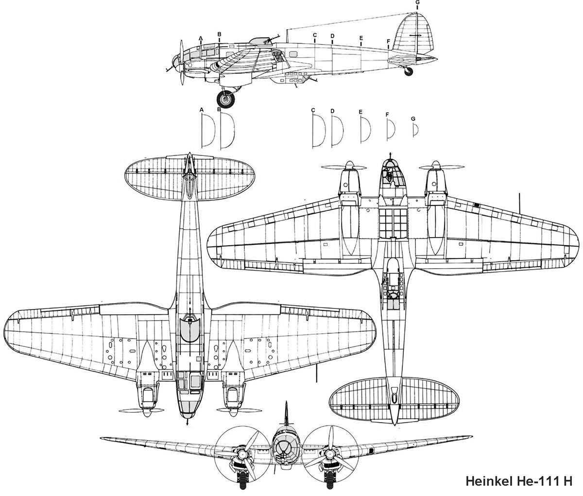 Чертеж бомбардировщика Heinkel He.111