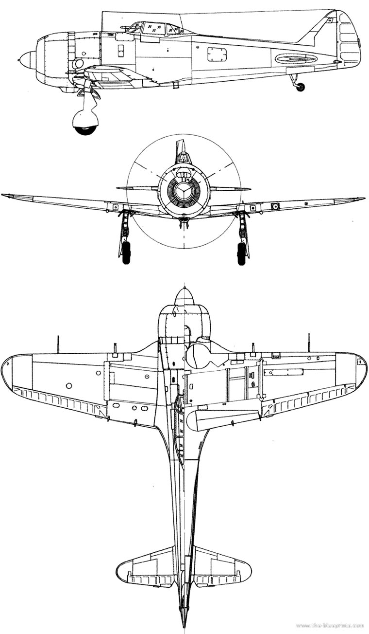 Чертеж истребителя Ki-84 'Hayate'