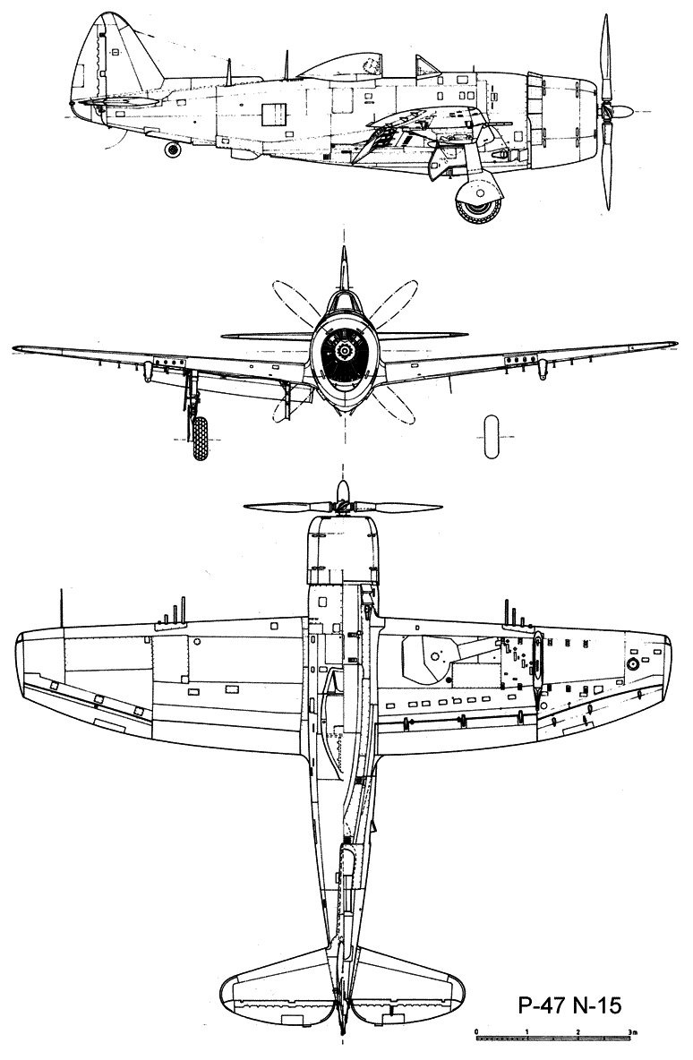 Чертеж истребителя P-47 Тандерболт