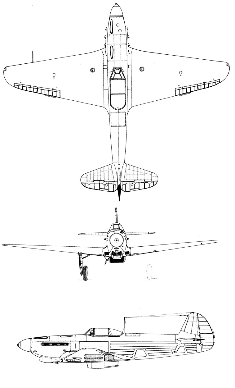 Чертеж истребителя Як-9