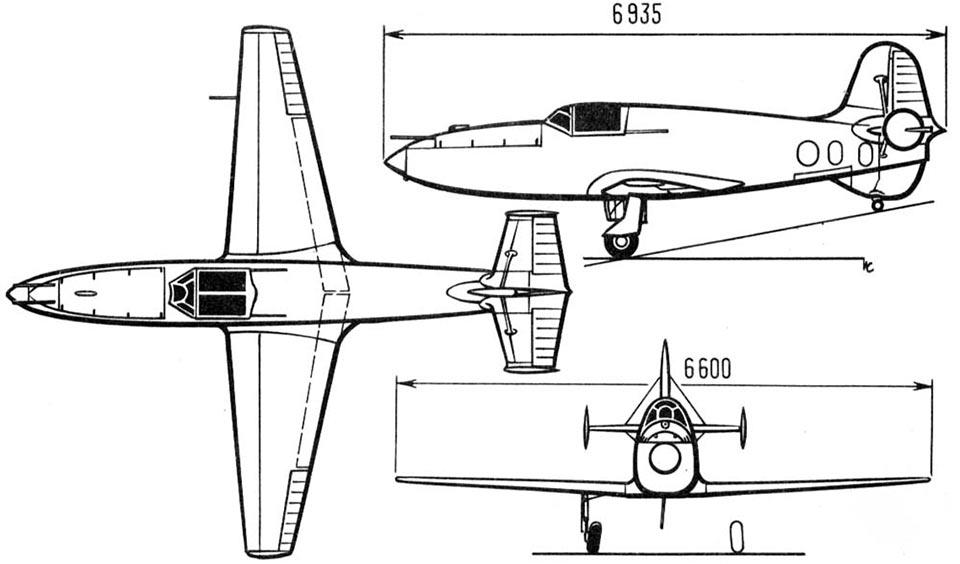 Общая схема реактивного истребителя БИ-1