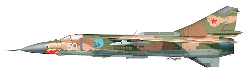 Фронтовой истребитель МиГ-23, вид сбоку