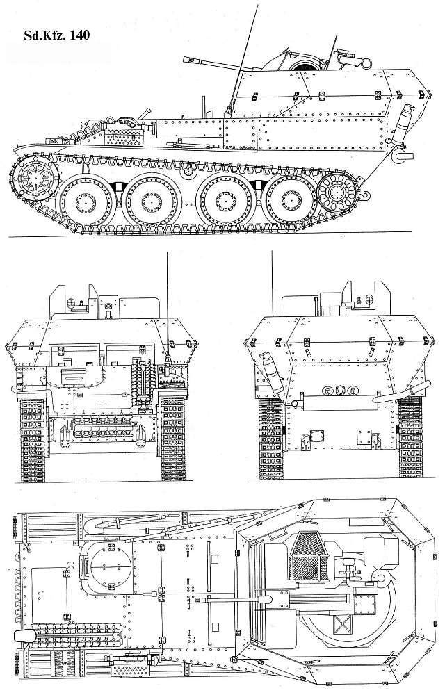 Чертеж немецкой ЗСУ Flakpanzer 38 (t)