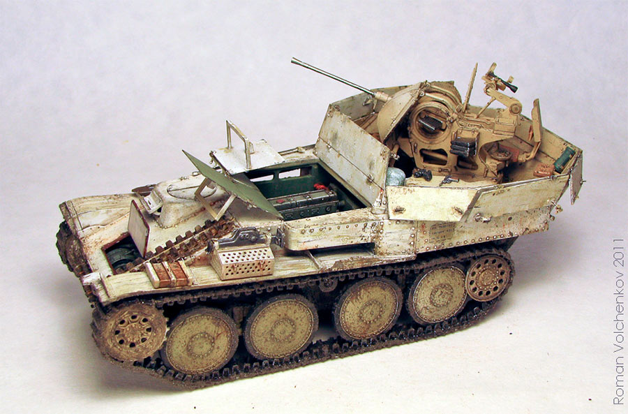 Зенитный танк Flakpanzer 38 (t), вид сверху-спереди (модель)