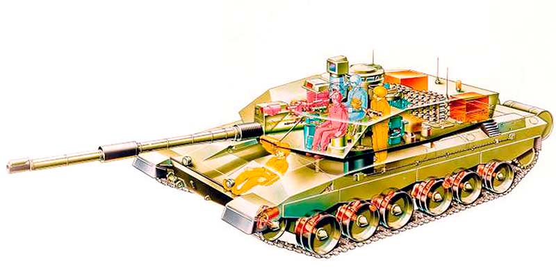 Устройство основного танка Chieftain, обратите внимание на положение механика-водителя