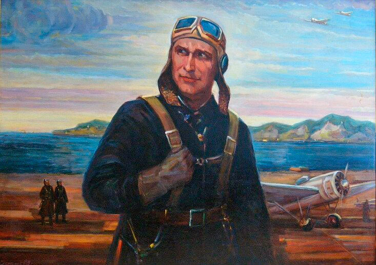Портрет летчика-истребителя Бориса Сафонова, холст, 1985 г.