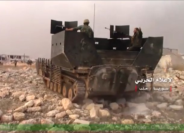 БМП-1 в Сирии с 2 дополнительными пулеметами установленными в самодельной открытой броне кабине