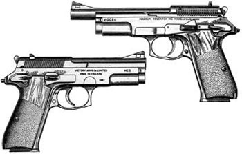 Victory Arms MC5 с длиной ствола 111 мм (снизу) и 149 мм (сверху)