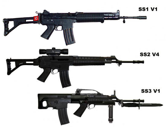 варианты винтовок комплексов SS-1, SS-2 и SS-3 (сверху вниз)