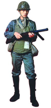 Японский морской пехотинец с пистолетом-пулеметом «Бергманн» модель 1920