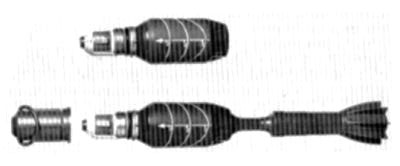 Граната MDF в варианте ручной (сверху) и винтовочной (снизу) гранаты