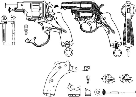 Схема револьвера наган