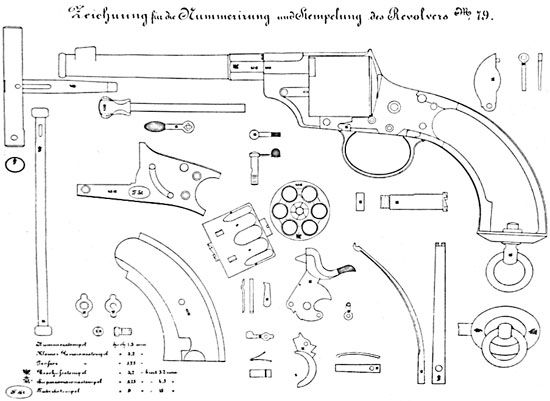 Схема деталей Reichsrevolver M 1879