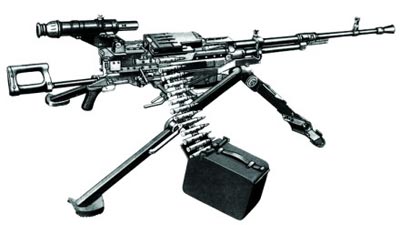 12,7-мм крупнокалиберный пулемет НСВС «Утес» на станке-треноге 6Т7 с оптическим прицелом СПП