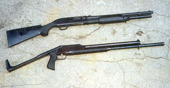Боевое ружье М3 Super 90 итальянской фирмы Benelli и отечественное «Рысь-Ф». При близких габаритах ствол отечественного ружья несколько длиннее