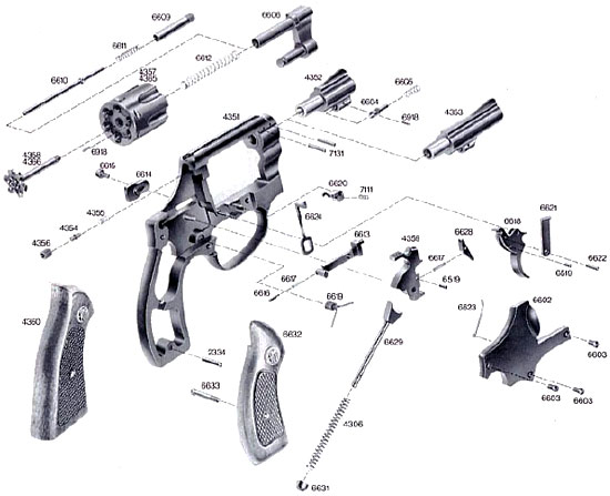 Взрыв-схема револьверов ERMA ER 422 / ER 423