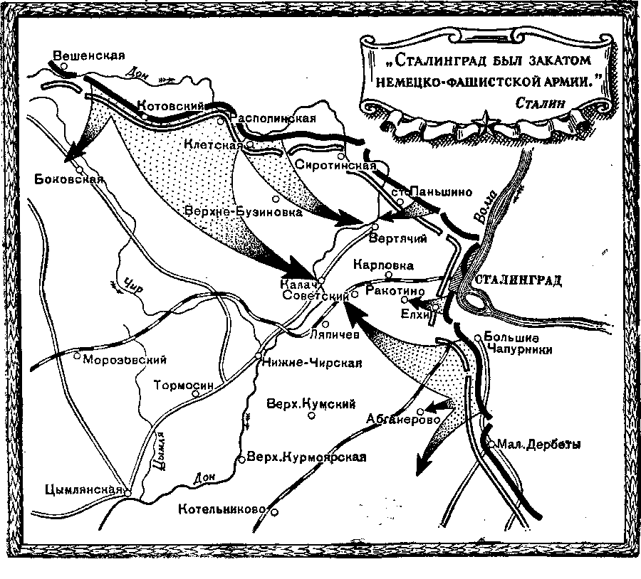 Карта начала сталинградской битвы