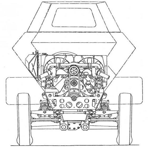 Компоновка моторного отделения бронеавтомобиля Sd.Kfz.231 (8-Rad), вид с кормы