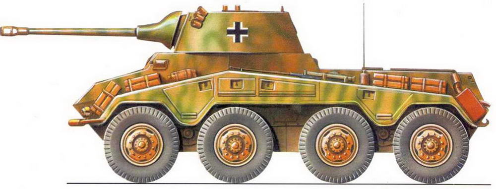 Тяжелый бронеавтомобиль Sd.Kfz.234/2 «Пума». 2-я <a href='https://arsenal-info.ru/b/book/1627328415/38' target='_self'>танковая дивизия</a>, Франция, июль 1944 г.