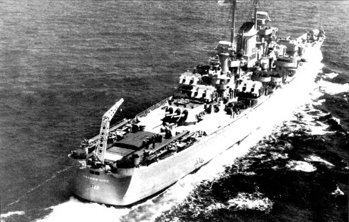 В 1946 г. крейсер «Орегон Сити» перекрасили пол схеме Measure 13 полностью в цвет Haze dray. На главной мачте корабля установлены антенны РЛС SK-2, DBM-I и DBM-2, на другой мачте — антенны РЛС SK а SG. Все 20- и 40-мм зенитные автоматы закрыты брезентом. Из боевого состава ВМС США крейсер иск почили уже в 1947 г., последующие 23 года корабль ожидал своей дальнейшей участи. В 1973 г. «Орегон Сити» продан для разделки на металлолом.