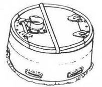 Образца 1944 года цилиндрической формы с двухстворчатой крышкой.