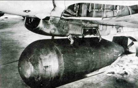 Fw 190A-5/U13, вероятно это V42, W.Nr. 151083, GC+LA. На снимке виден пламегаситель и бомбодержатель с подвешенным на нем деревянным макетом бомбы.