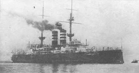Флагманский корабль японского флота броненосец "Микаса".