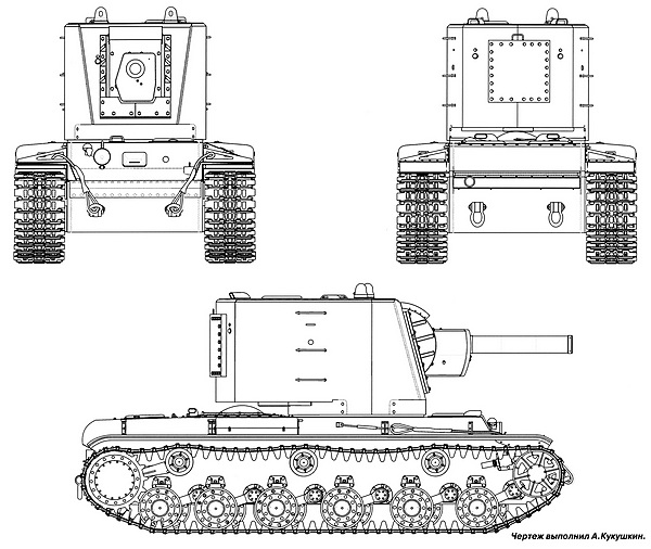 Танк КВ-2 с ранним образцом большой башни выпуска июля-августа 1940 года.
