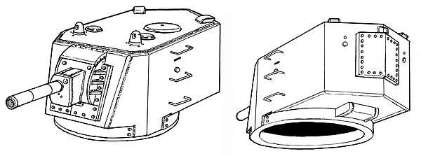 Первый вариант большой башни для танка КВ-2, устанавливавшейся на танках установочной партии, июльского и августовского выпуска 1940 года.