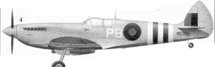 4. «Спитфайр» F Mk VII «MD188/PB» уинг-коммендера Питира Брозерса, Калмхед, июнь 1944 г.