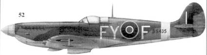 52. «Спитфайр» Mk IX «BS435/FY-F» командира 611-й эскадрильи скуадрон-лидера Нуго Армстронга, Биггин-Хилл, февраль 1942 г.