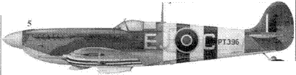 5. «Спитфайр» LFMk IX «PT396/EJ-С» уинг-коммендера Джека Чарлза RCAF, Тэнгмир, август 1944 г.