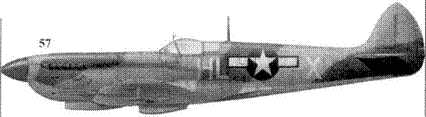57. «Спитфайр» Mk VIII «HL–X» лейтенанта Лилэнда Моллэнда, 308-я истребительная эскадрилья 31-й истребительной авиагруппы 12-й воздушной армии ВВС США, Кастл-Волтурно, Италия, январь 1944 г.