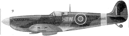 9. «Спитфайр» LF Mk VIII «MJ845/HBW» командира 122-го авиакрыла уинг-коммендера Гарольда Бирд-Уилсона, Фантингтоун, январь 1944 г.
