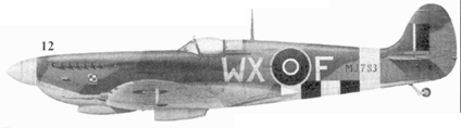 12. «Спитфайр» LF Mk IXC «MJ783/ WX-F» командира 131-го авиакрыла гроуп-кептэна Александра Габжевича, 2-я тактическая воздушная армия, Лилль/ Виндивиллъ, Франция, сентябрь 1944 г.