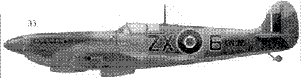 33. «Спитфайр» Mk IX «EN315/ZX-6» командира польского истребительного подразделения скуадрон-лидера Станислава Скальского, Тунис, весна 1943 г.