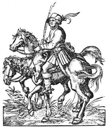 Рис. 8. Возвращение с охоты. Изображен охотник с коротким охотничьим мечом. Из книги Ander Theil des neuen Kunstbuchs (1580)
