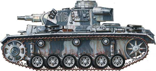 Pz.III Ausf.N. Неизвестная танковая часть. Этот танк был подбит <a href='https://arsenal-info.ru/b/book/1036139503/129' target='_self'>артиллерией</a> Ленинградского фронта в районе Синявино в январе 1943 года.