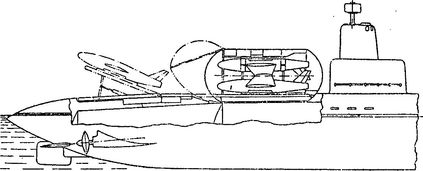 Схема размещения <a href='https://arsenal-info.ru/b/book/1592349006/16' target='_self'>крылатых ракет</a> на переоборудованной подводной лодке.