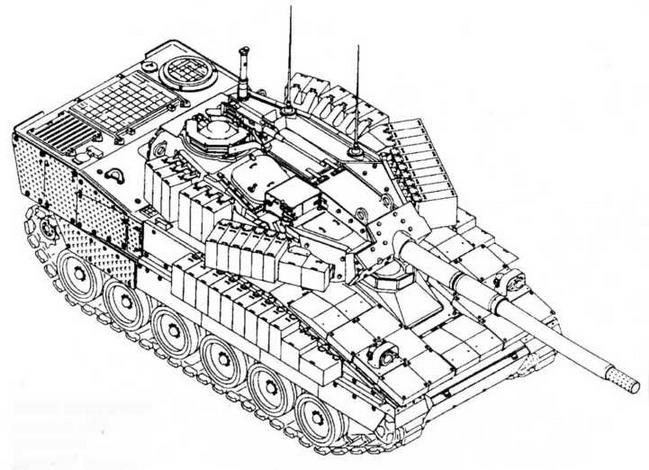 Схема размещения на танке М8 элементов броневой защиты 3-го уровня