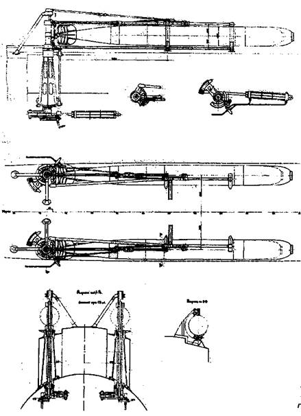 Схема расположения откидных <a href='https://arsenal-info.ru/b/book/3977928548/11' target='_self'>торпедных аппаратов</a> для подводных лодок типа “Барс”. 15 сентября 1913 г.