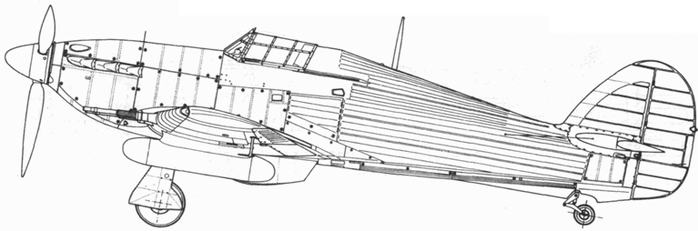 Hawker Hurricane Mk IIB с подвесными топливными баками