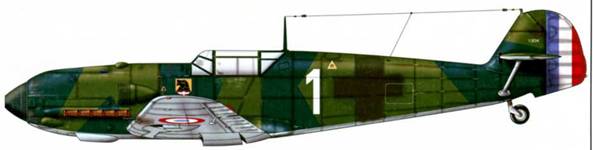 Bf 109Е-3, ранее принадлежавший 1./JG 76, Франция, декабрь 1939 г. Эта машина совершила посадку в Вёрте 22 ноября 1939 г. и была захвачена французами. Ее переправили в испытательный центр в Вилакубле. Самолет сохранил оригинальную схему окраски (RLM 70/71/65), но опознавательные знаки были закрашены.