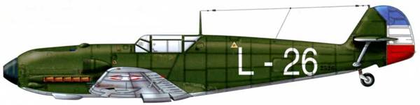 Bf 109Е-3 югославских ВВС, 104-я эскадрилья, группа № 32, 6-й истребительный авиаполк, Круседол. Пилот этого самолета капитан Миха Клавора погиб 7 апреля 1941 г. во время операции «Марита» (вторжение немецких войск в Югославию).