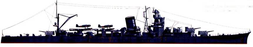Легкий крейсер «Яхаги» и четыре эсминца во время битвы в заливе Лейте вышли в торпедную атаку на американские легкие крейсера. «Яхаги» и эсминцы являлись завесой суперлинкора «Ямато» в последнем боевом походе Императорского японского флота к берегам Окинавы. Все японские корабли 7 апреля 1945 г. потопила американская палубная авиация. На момент своей гибели легкий крейсер «Яхаги» был окрашен штатно: выше ватерлинии в средне-серый цвет, ниже — в красно-коричневый. На борту крейсера — два гидросамолета тип 0.
