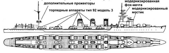«Китаками» в варианте торпедного крейсера, 1941 г.