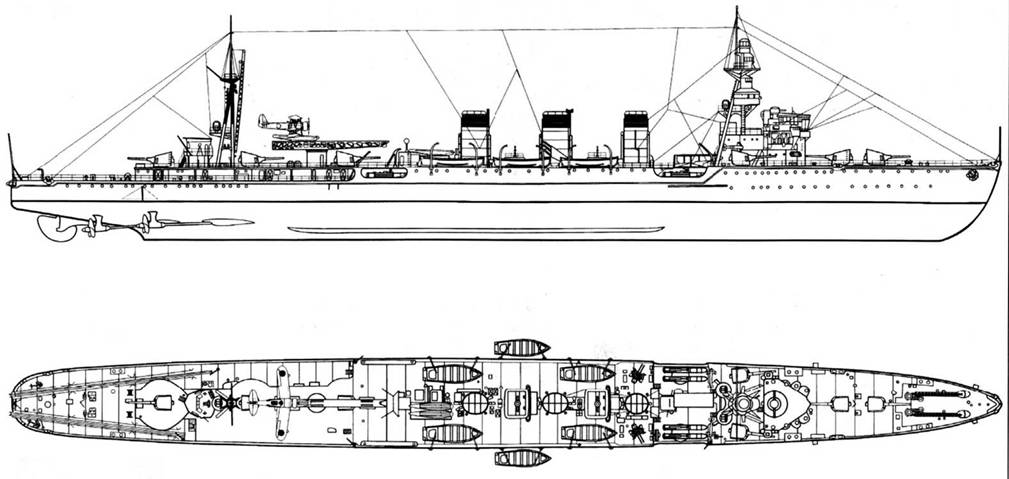 Легкий крейсер «Тама» типа «Кума», январь 1942 г.