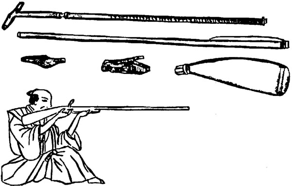Фитильные (хинава тэппо), кремневые (хиути исидзю) и духовые (кукидзю) ружья