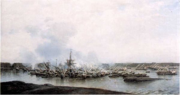 Гангутское сражение 27 июля 1714 г. Картина художника А.П. Боголюбова. 1875–1877 гг. (ЦВММ).