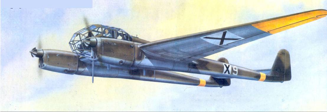 Один из болгарских Fw 189А-1 выполняет разведывательный полет на Восточном фронте.